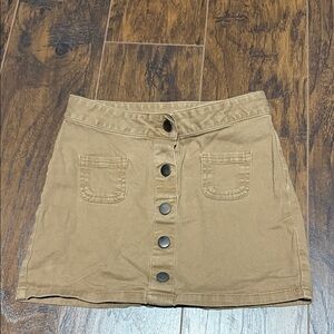Red Camel Khaki Button-Front Mini Skirt